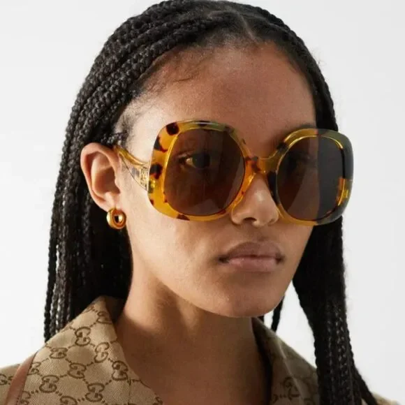 NEW Gucci GG1235S 002 Havana Brown Butterfly Oversized Women  display picture 2